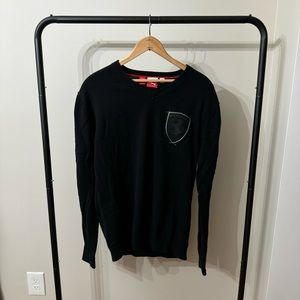 LATGE BLACK PUMA X FERRARI V-NECK SWEATER
